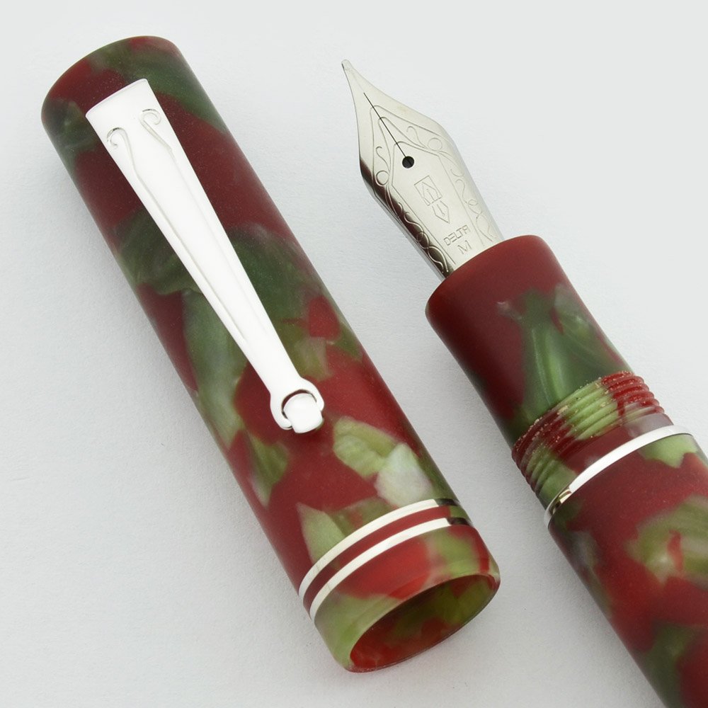 Delta The Journal Fountain Pen Matte Red and Olive Green Resin
